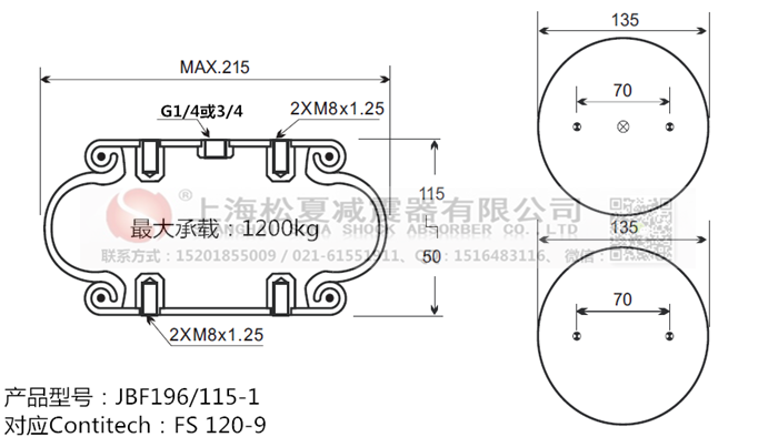 JBF196/115-1橡膠<a href='http://1l4lcs.cn/' target='_blank'><u>空氣彈簧</u></a>