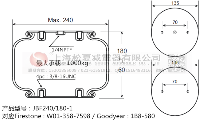 JBF240-180-1橡膠<a href='http://1l4lcs.cn/' target='_blank'><u>空氣彈簧</u></a>