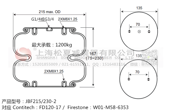 JBF215/230-2橡膠<a href='http://1l4lcs.cn/' target='_blank'><u>空氣彈簧</u></a>